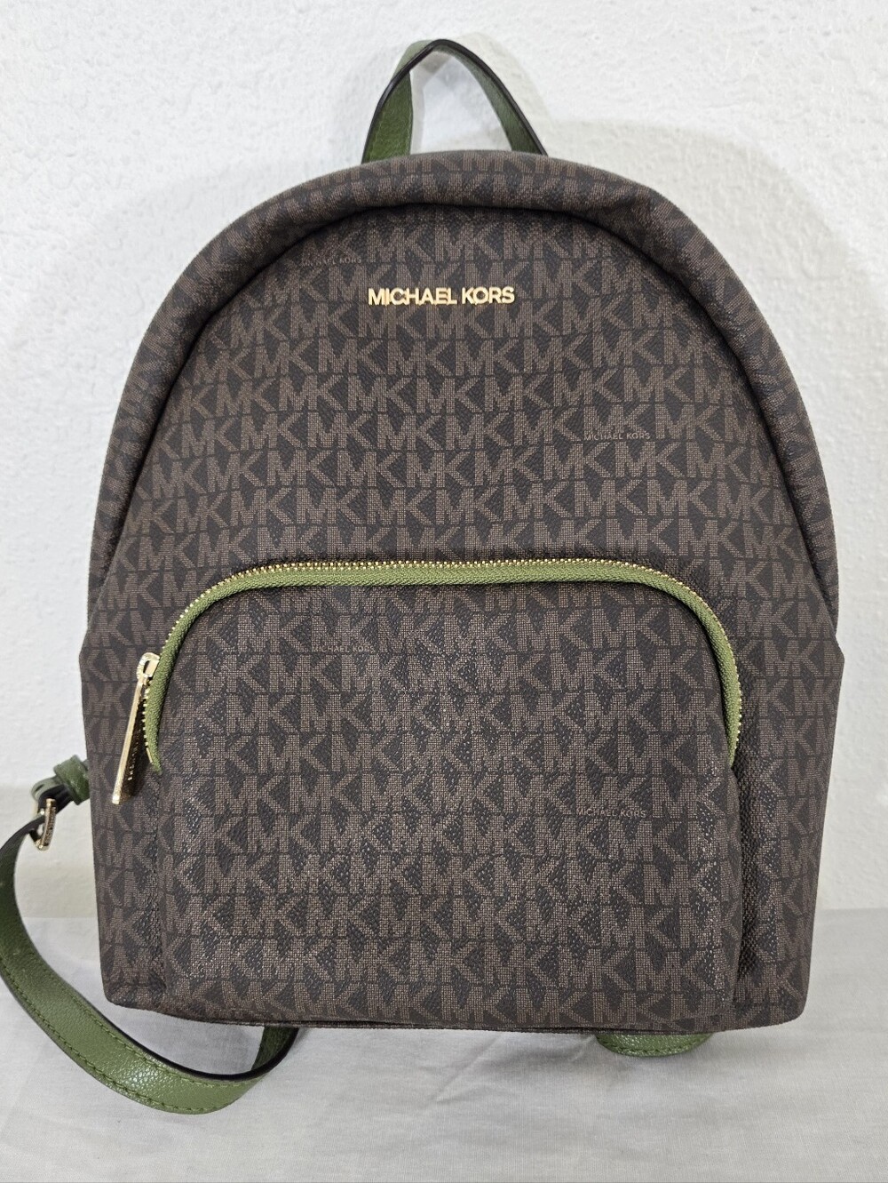 Michael Kors Erin Medium Backpack Purse Evergreen Polished Career Collegiate
